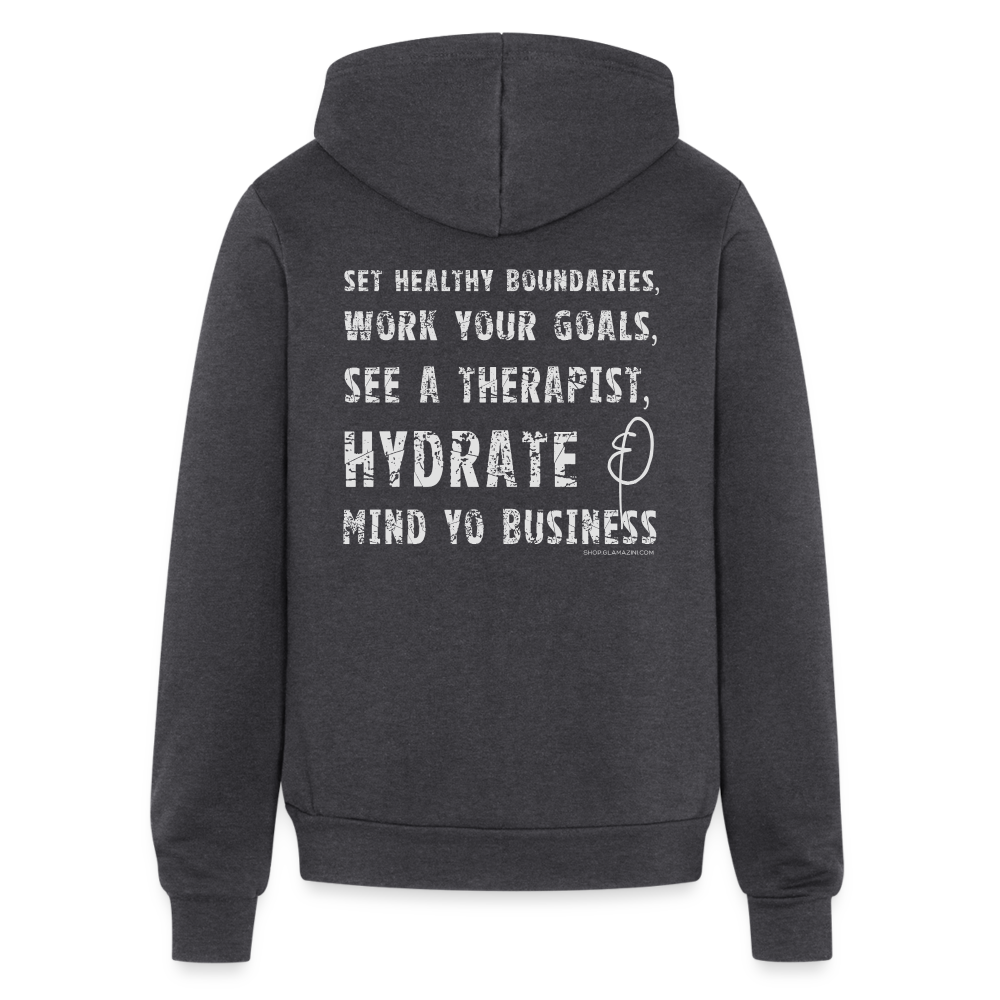 mind yo business unisex full zip hoodie - charcoal grey