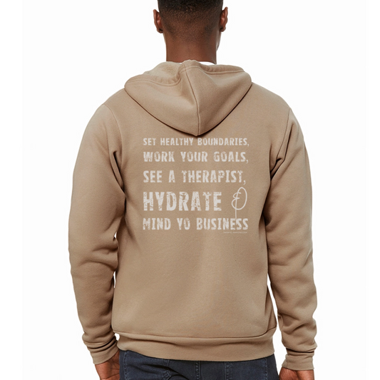 mind yo business unisex full zip hoodie - tan