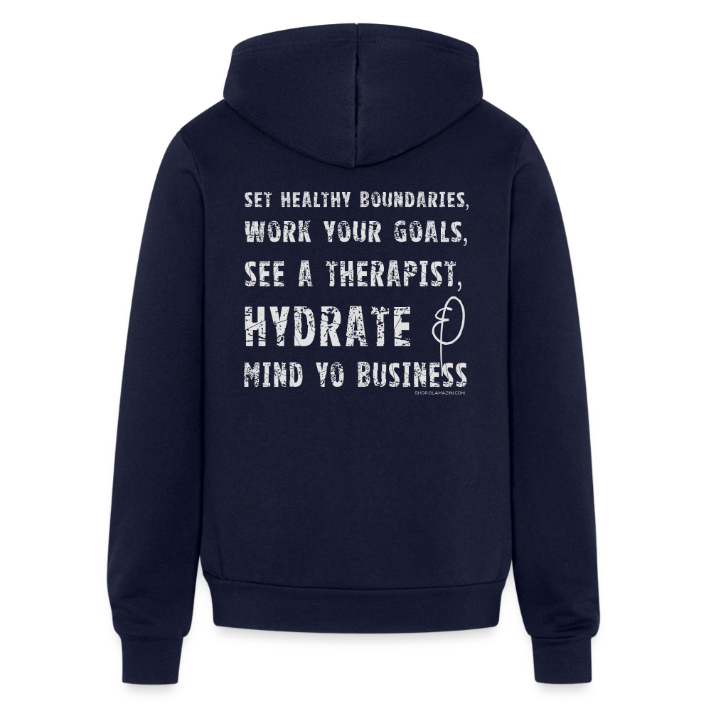 mind yo business unisex full zip hoodie - navy