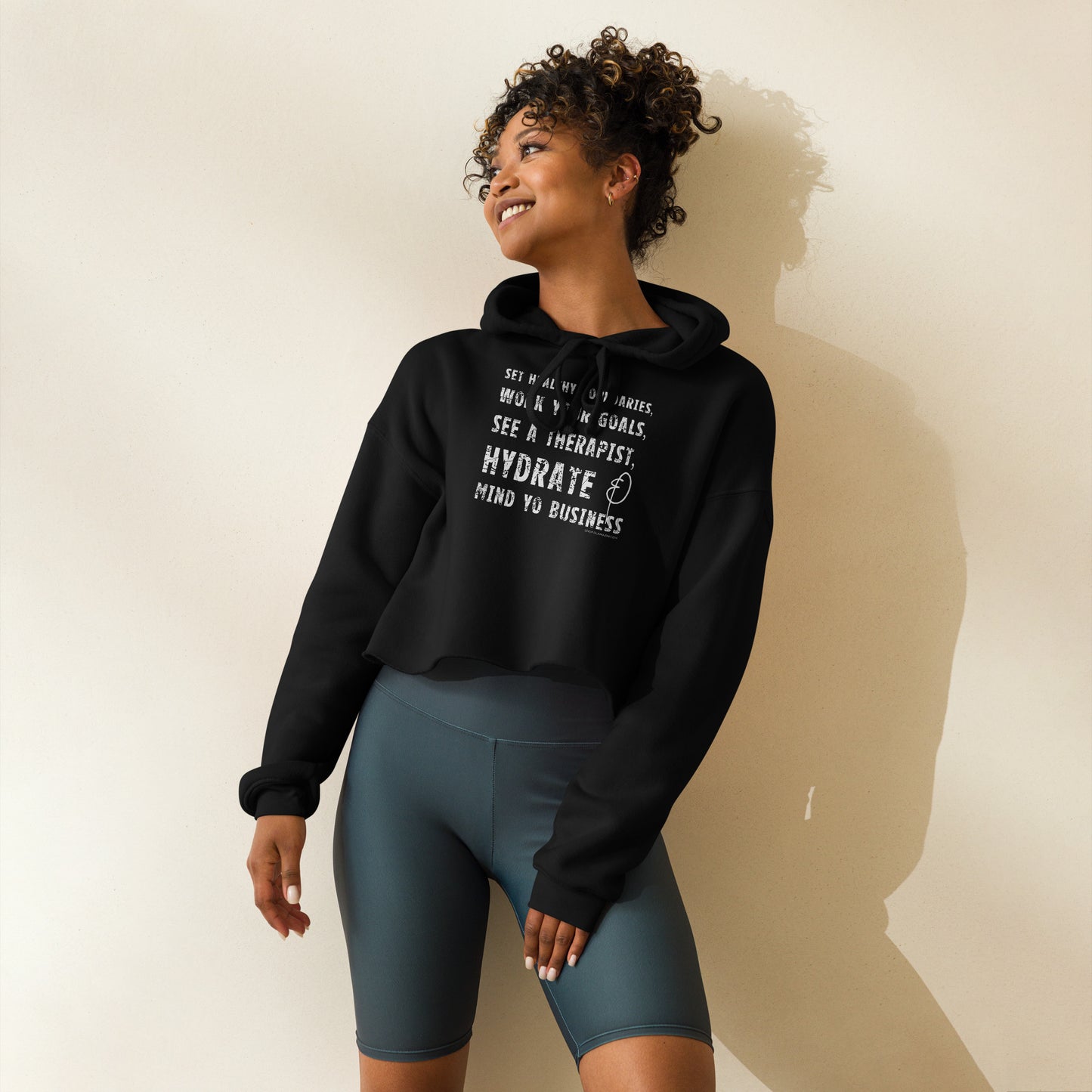 mind yo business crop hoodie