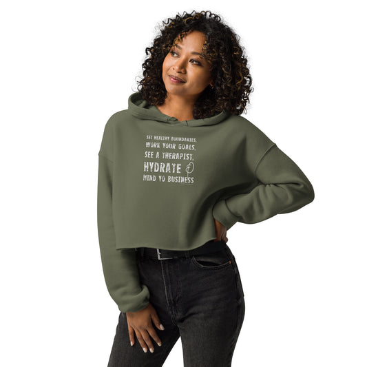 mind yo business crop hoodie