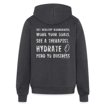 mind yo business unisex full zip hoodie - charcoal grey