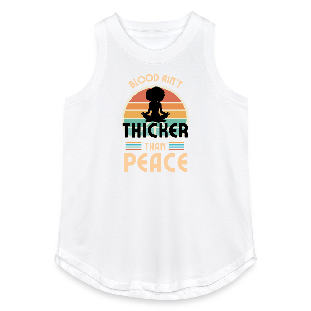 thicker than peace 2.0 women's relaxed tank top - white