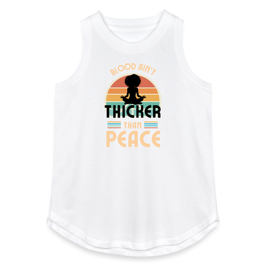 thicker than peace 2.0 women's relaxed tank top - white