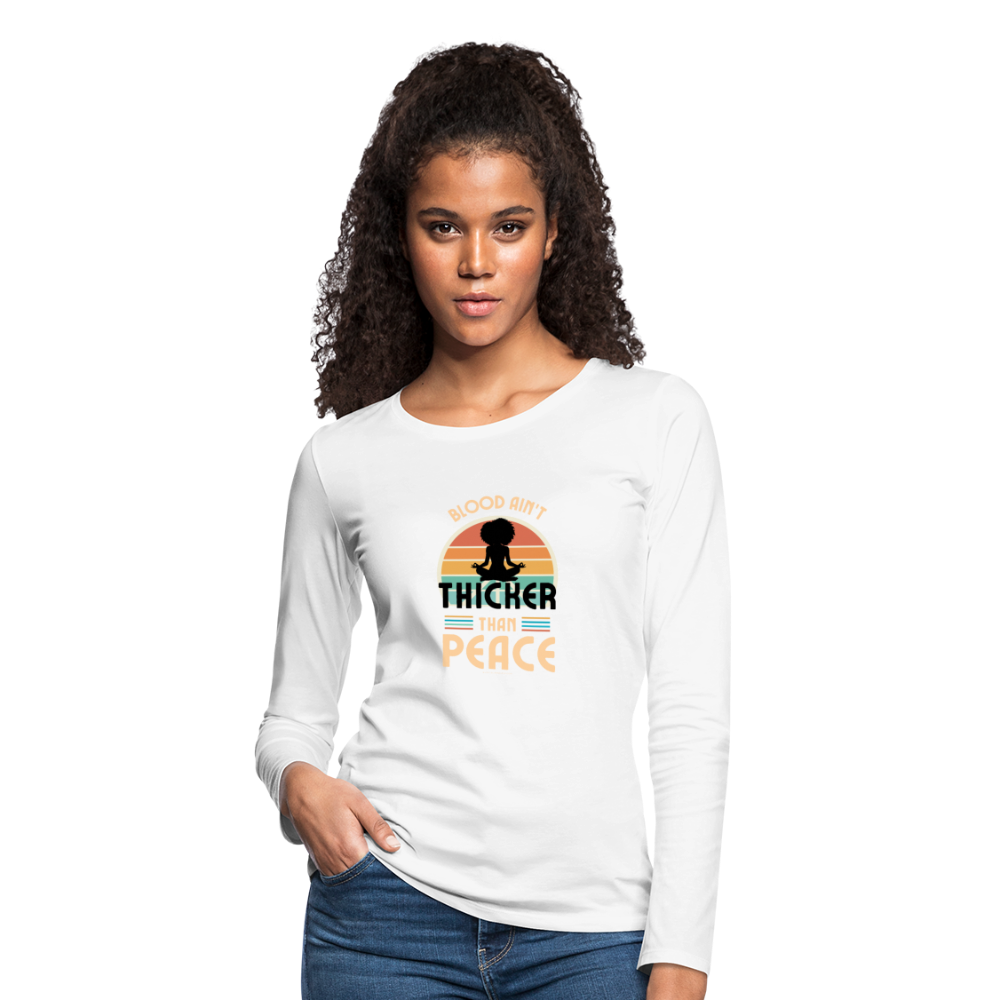 thicker than peace 2.0 women's long sleeve t-shirt - white