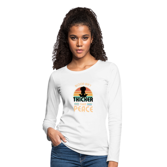 thicker than peace 2.0 women's long sleeve t-shirt - white