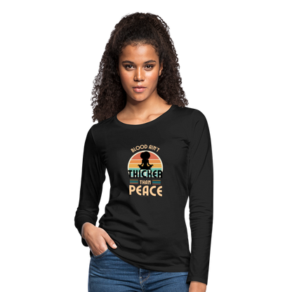 thicker than peace 2.0 women's long sleeve t-shirt - black