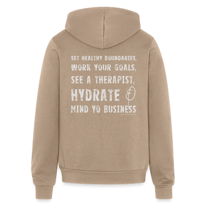mind yo business unisex full zip hoodie - tan