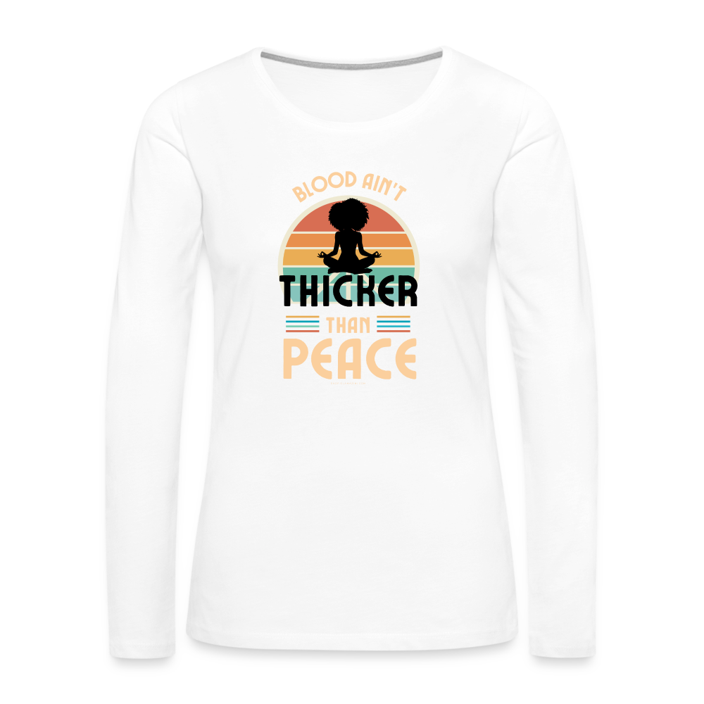 thicker than peace 2.0 women's long sleeve t-shirt - white