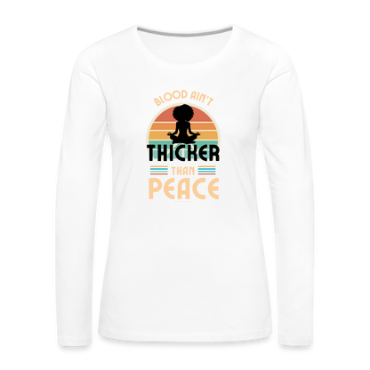 thicker than peace 2.0 women's long sleeve t-shirt - white