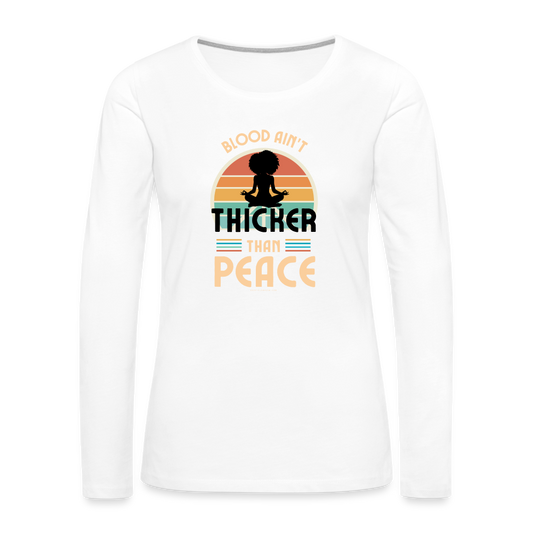 thicker than peace 2.0 women's long sleeve t-shirt - white