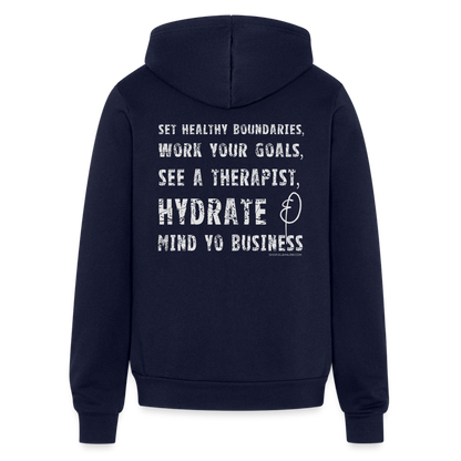 mind yo business unisex full zip hoodie - navy