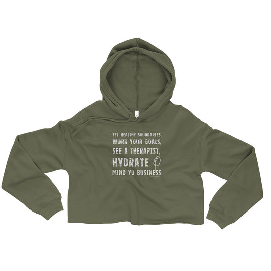 mind yo business crop hoodie