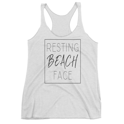 resting beach face racerback tank (women's cuts)